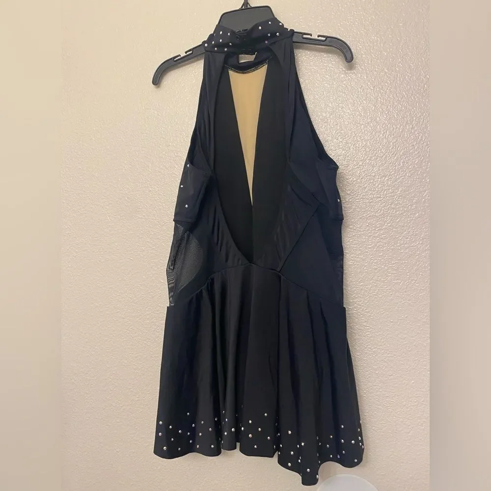 WEISSMAN Ivy Sky Dance Costume black Crystal Back Panel Dress Dress XLA adult